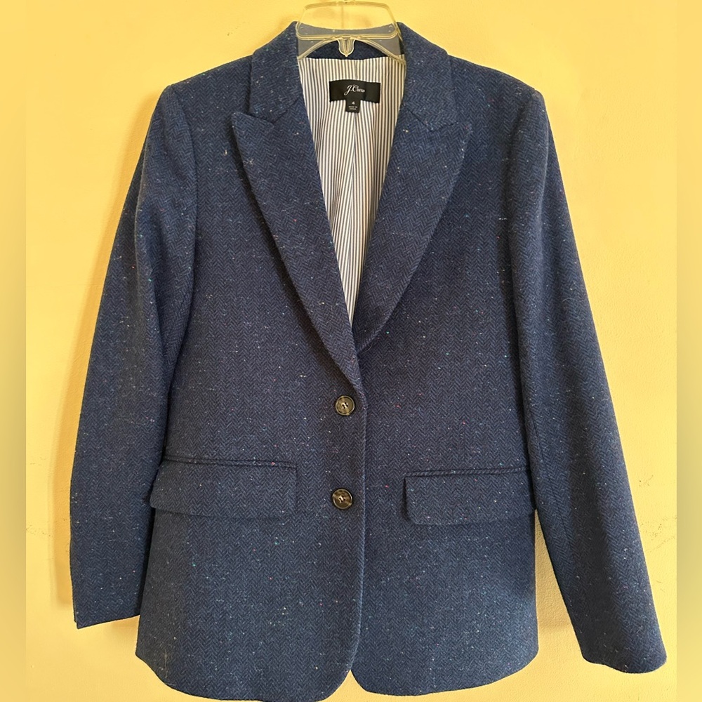 J.Crew Navy Herringbone Blazer